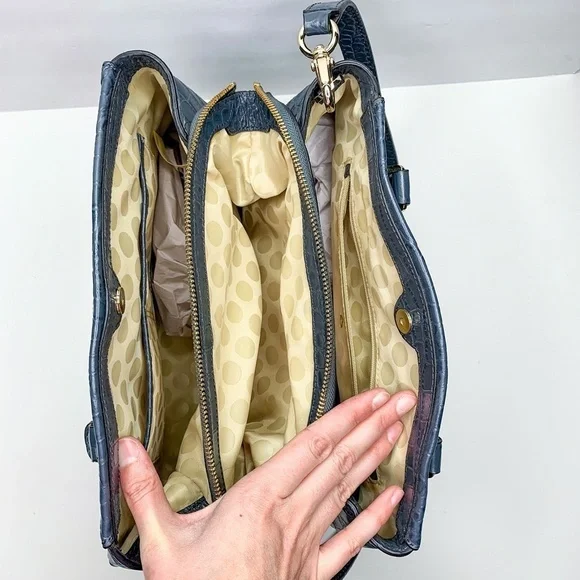 Kate Spade Slate Blue Crocodile Reptile Satchel Handbag with Strap with Dust Bag - Picture 9 of 9